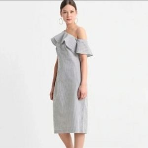BR Seersucker One Shoulder Dress